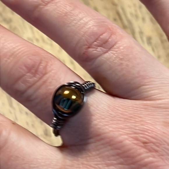 Handmade Brown Wire Ring Size 8 - Picture 2 of 5